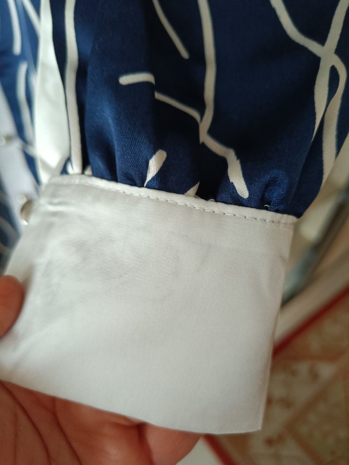 Lacivert Beyaz Desenli Uzun Kollu Tunik - Görsel 5