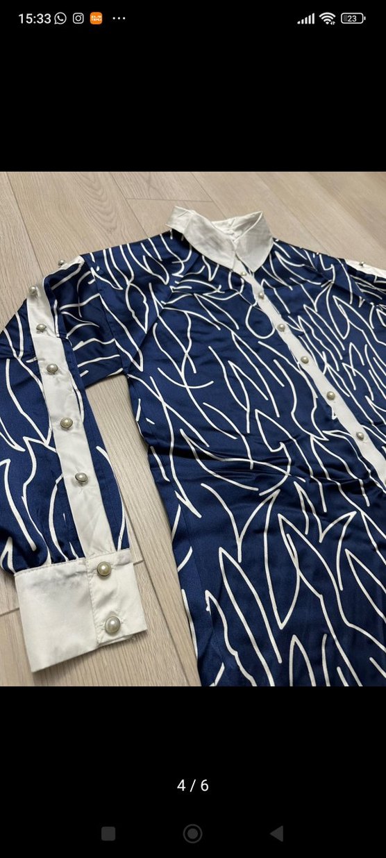 Lacivert Beyaz Desenli Uzun Kollu Tunik - Görsel 3