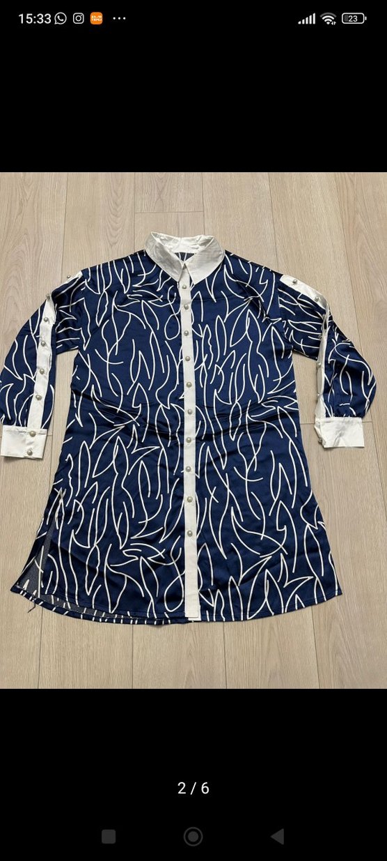 Lacivert Beyaz Desenli Uzun Kollu Tunik - Görsel 2