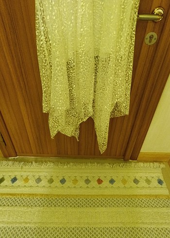 Bej Dantelli V Yaka Uzun Abiye Elbise - Görsel 3