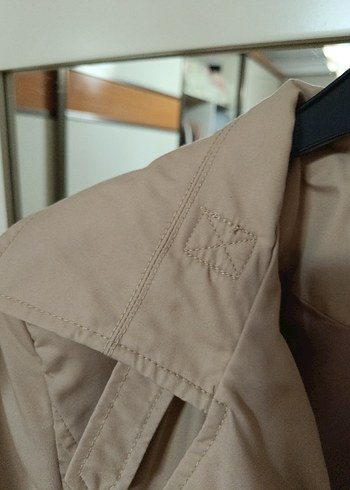 Bej Düğmeli Midi Kadın Trençkot - Görsel 5