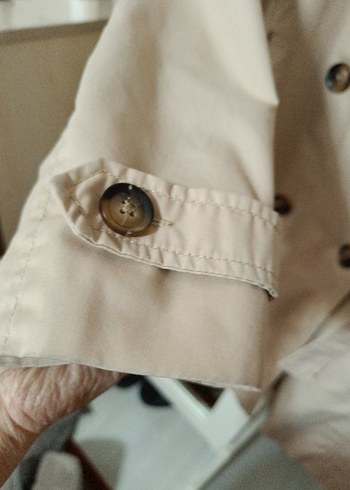 Bej Düğmeli Midi Kadın Trençkot - Görsel 6