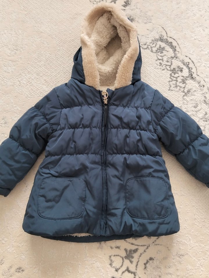 Kürklü Koyu Mavi Erkek Çocuk Mont - Görsel 2