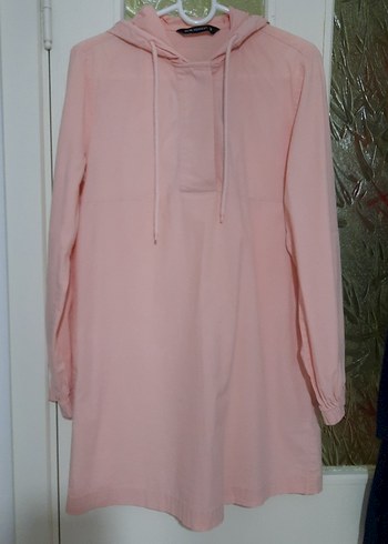 Pembe V Yaka Uzun Kollu Salaş Tunik