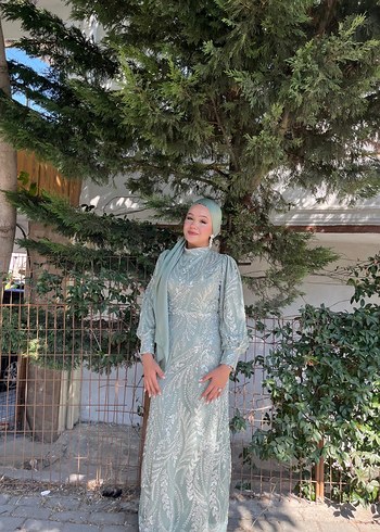 Nakış İşlemeli Bohem Uzun Kollu Gri Elbise