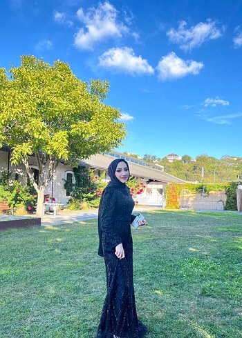 Uzun Kollu Siyah Gotik Etnik Henna Elbise