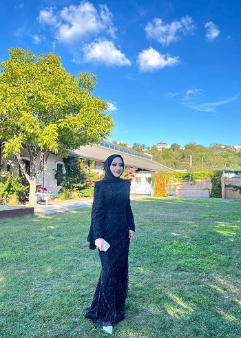 38 Beden Uzun Kollu Siyah Gotik Etnik Henna Elbise