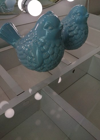 Turkuaz Renkli Kuş Figürin 2 adet - Görsel 5