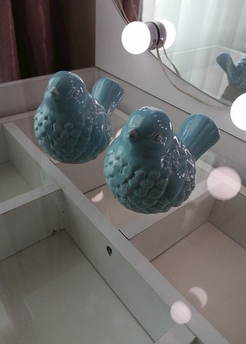 Turkuaz Renkli Kuş Figürin 2 adet - Görsel 3