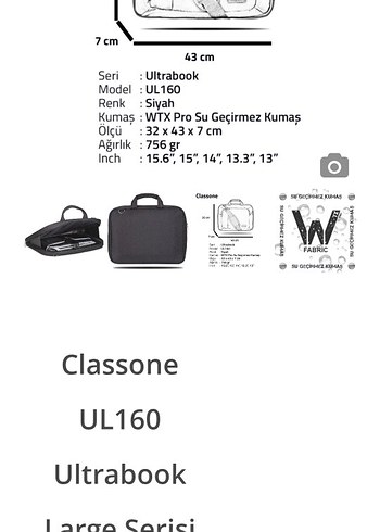 Classone Siyah 15.6" Ultracase Notebook Çantası - Görsel 4