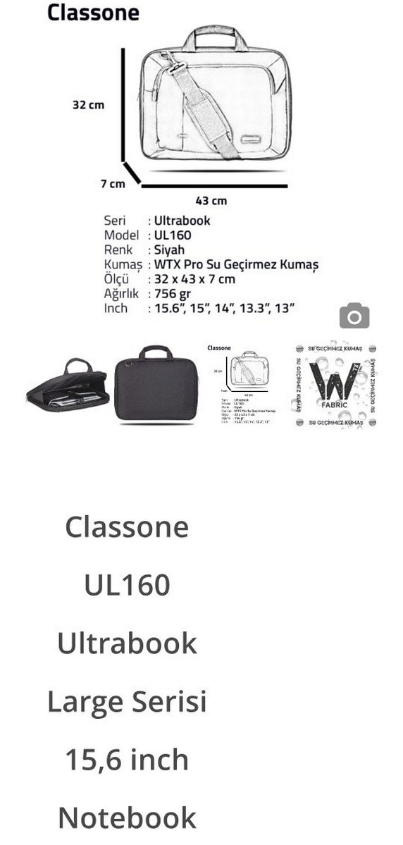 Classone Siyah 15.6" Ultracase Notebook Çantası - Görsel 4