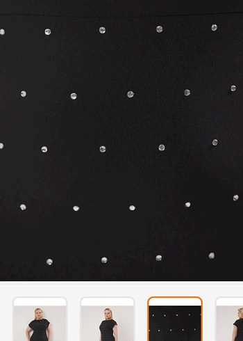 Siyah Taşlı Midi Elbise - Görsel 3