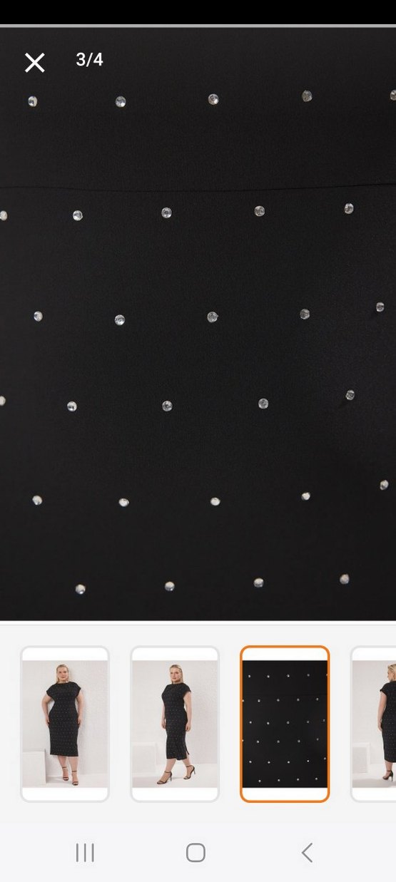 Siyah Taşlı Midi Elbise - Görsel 3