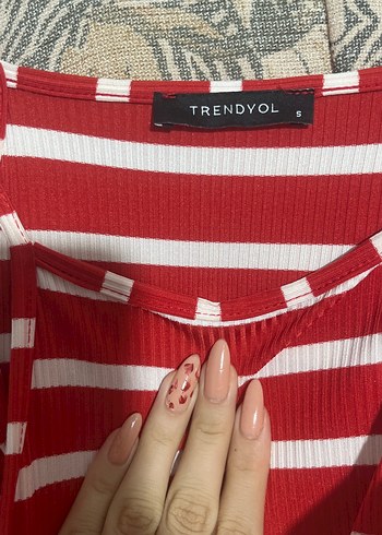 s Beden Kırmızı Çizgili Mini Strappy elbise