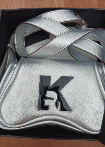 Karl Lagerfeld Gri Baskılı Mini askili Çanta