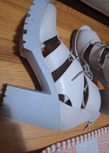 Krem Platform Topuklu Kadın Ayakkabı - Görsel 8