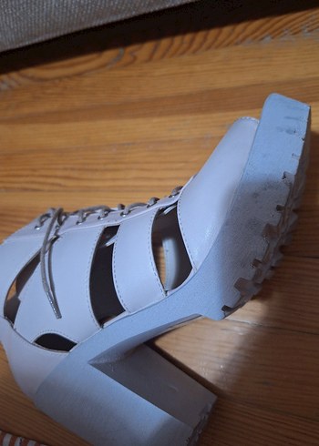 Krem Platform Topuklu Kadın Ayakkabı - Görsel 10