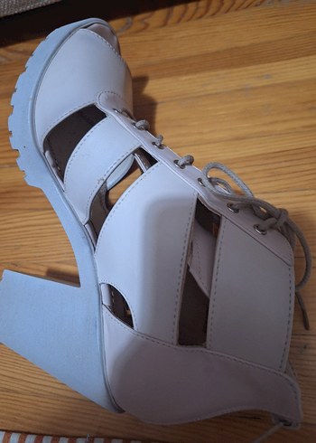 Krem Platform Topuklu Kadın Ayakkabı - Görsel 11