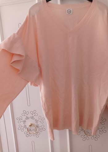 Avon Pembe V Yaka Pamuklu Salaş Kazak