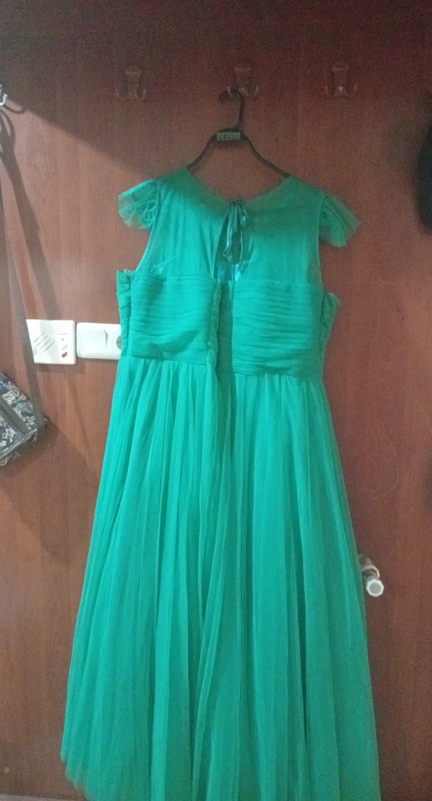 Uzun Turkuaz Nakışlı Kadın Abiye - Görsel 3