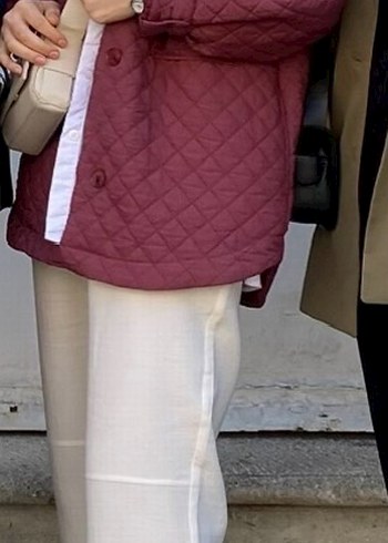 Koton Bordo Düğmeli Kadın Kapitone Ceket