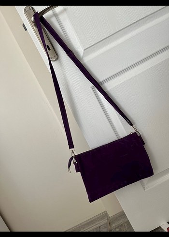 Mor Nakışlı Süet Kadın Çanta - Görsel 2