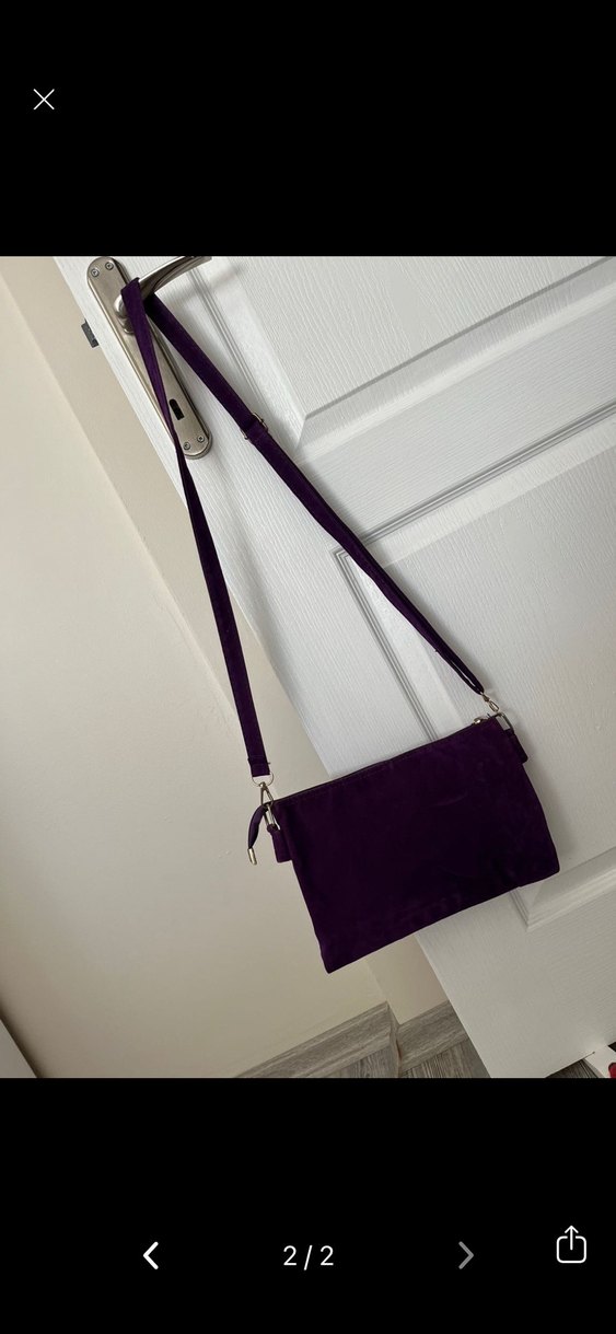 Mor Nakışlı Süet Kadın Çanta - Görsel 2