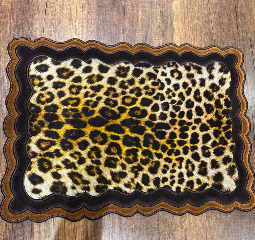 Leopar  Desenli,Nakışlı  Modern Klasik Amerikan Servis - Görsel 3