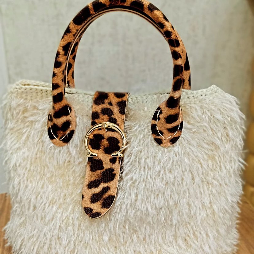 Leopar Desenli Kürklü Kadın Çanta - Görsel 4