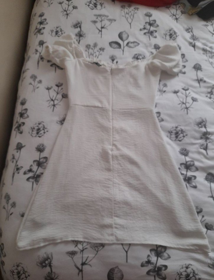 Beyaz  Mezuniyet elbisesi Straplez Midi Drapeli Kadın Elbise - Görsel 5