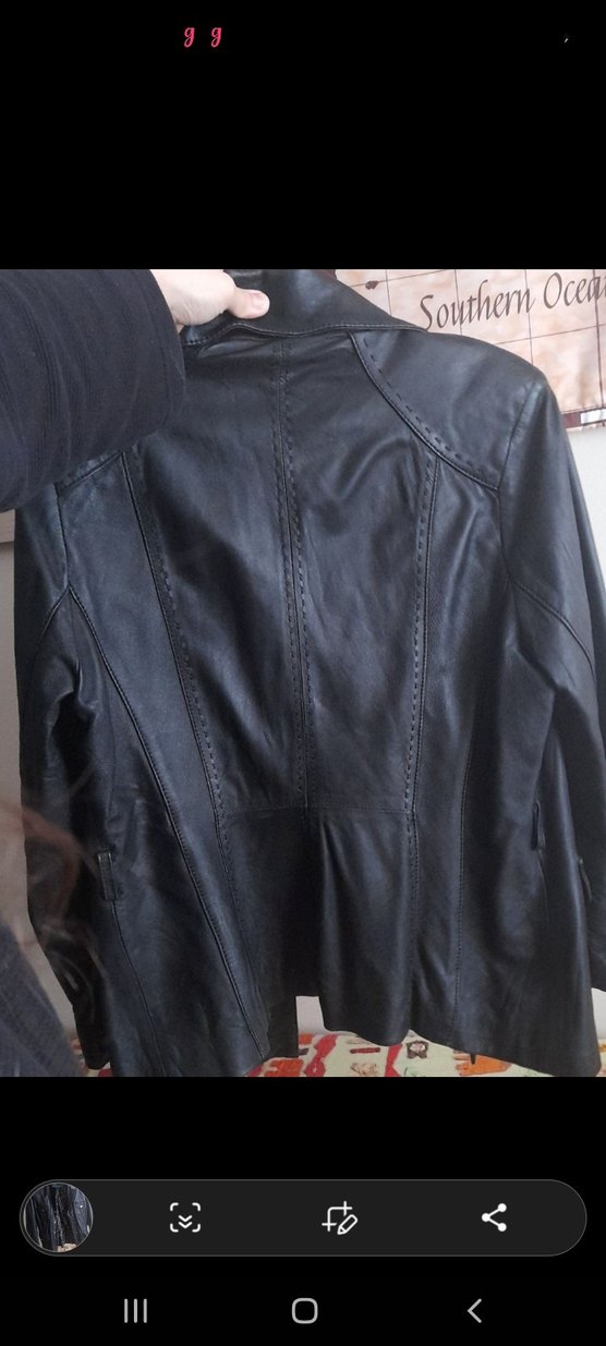 Düğmeli Siyah Deri Kadın Biker Ceket - Görsel 5