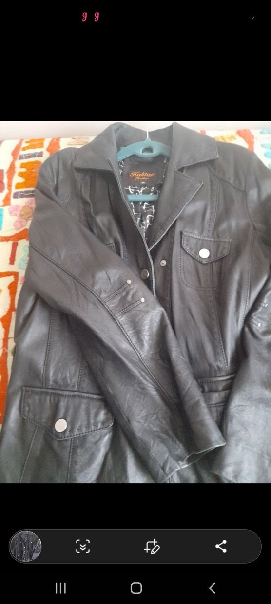 Düğmeli Siyah Deri Kadın Biker Ceket - Görsel 2