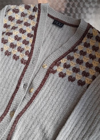 Gri Bohem Tarzı Örgü Erkek Hırka - Görsel 2