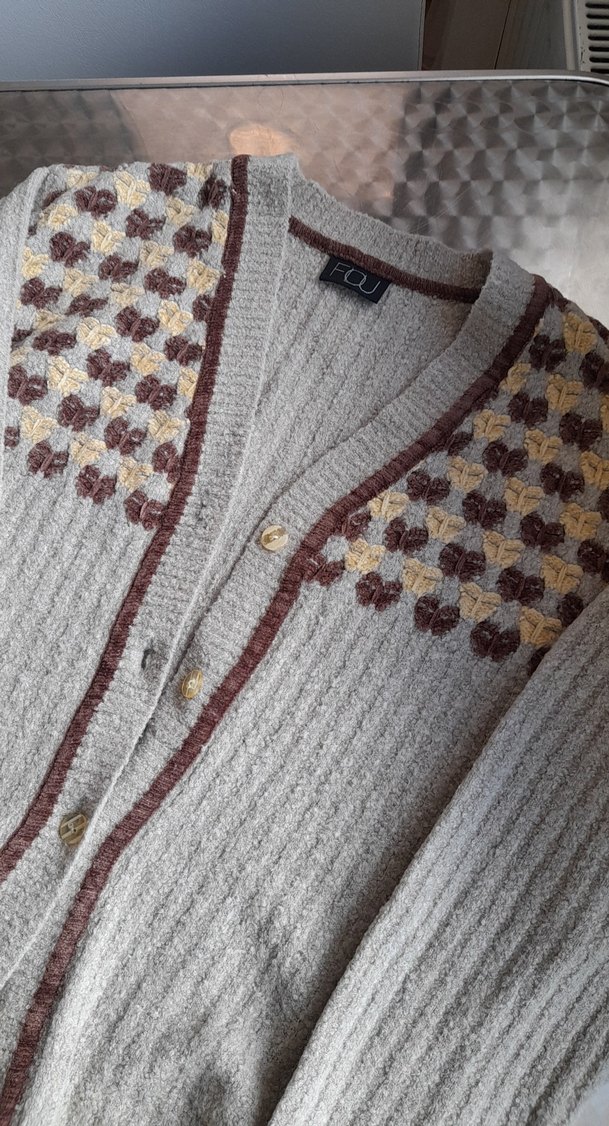 Gri Bohem Tarzı Örgü Erkek Hırka - Görsel 2