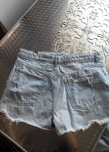 xl Beden Düğmeli Mavi Kadın Mini Denim Şort
