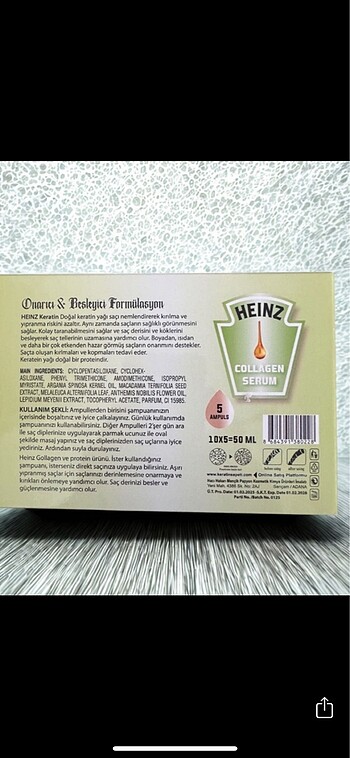 Diğer Heinz Keratin Collegan Serum
