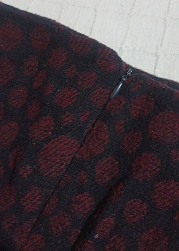 Bordo puantiyeli Mini Etek - Görsel 4