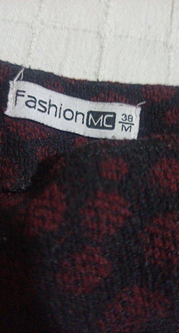 Bordo puantiyeli Mini Etek - Görsel 3