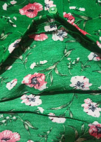 Çiçek Desenli Yeşil Bluz - Görsel 5