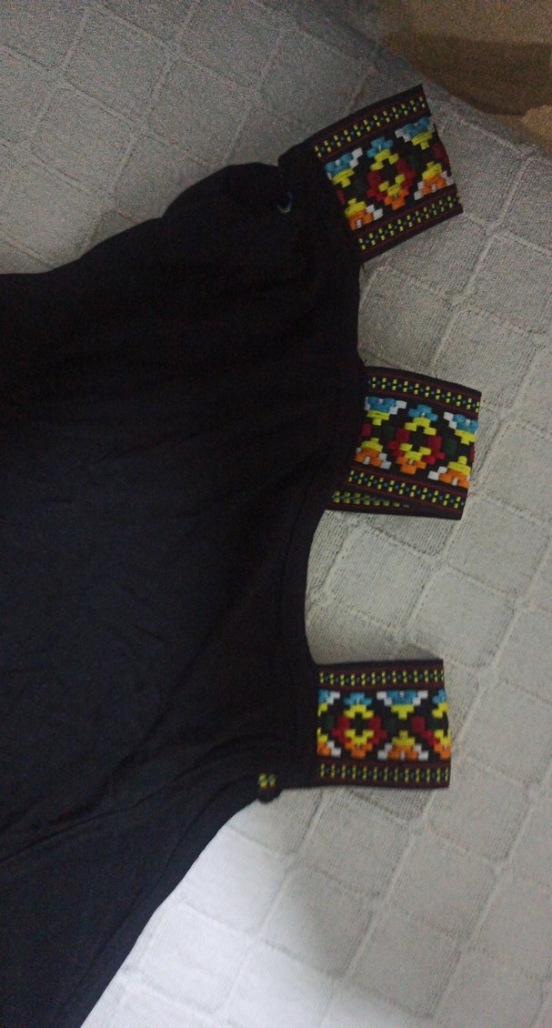 V Yaka Siyah Kadın Tişört goth bohem hippie - Görsel 4