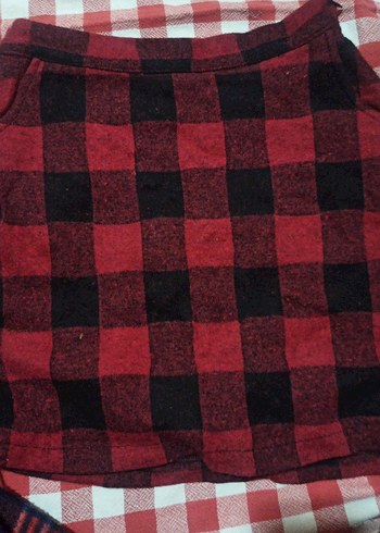 Kırmızı Kareli Mini Etek y2k bohem goth - Görsel 2