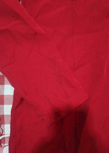 Kırmızı V Yaka Uzun Kollu elbise - Görsel 3