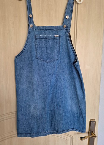 Kadın Mavi Kot Askılı elbise - Görsel 2