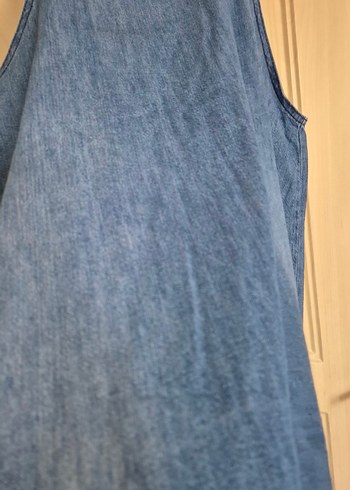 Kadın Mavi Kot Askılı elbise - Görsel 4