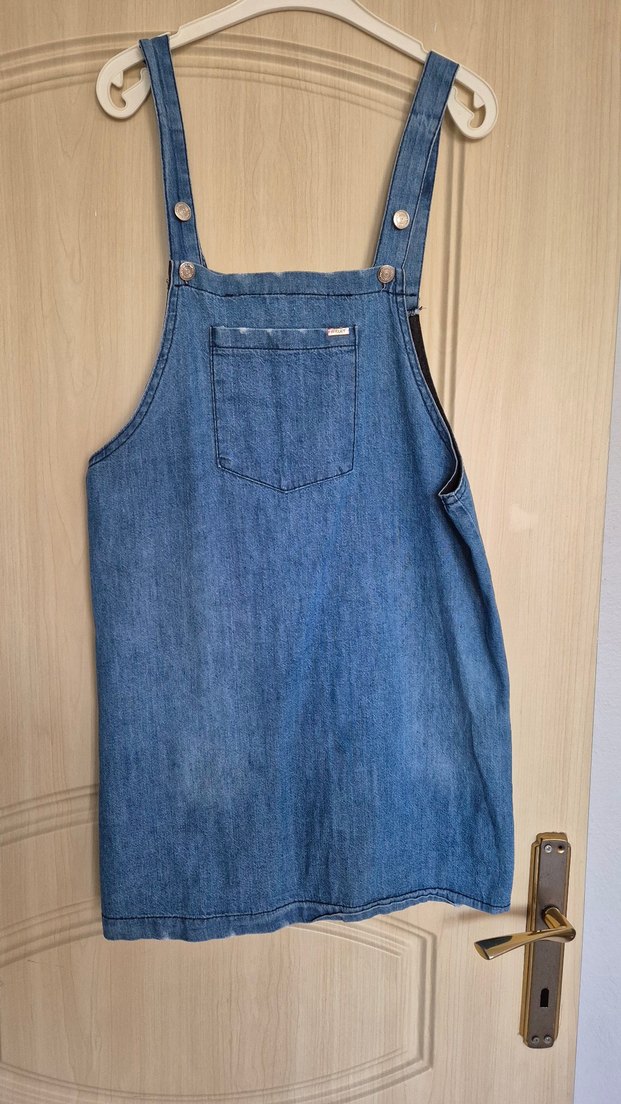 Kadın Mavi Kot Askılı elbise - Görsel 2