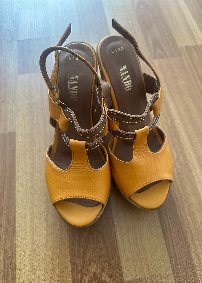 Gerçek deri topuklu yazlık ayakkabı - Görsel 5