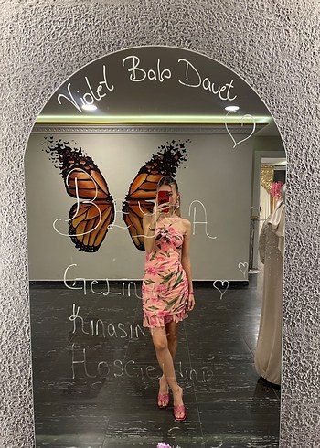 Pembe Straplez Mini Elbise - Görsel 3