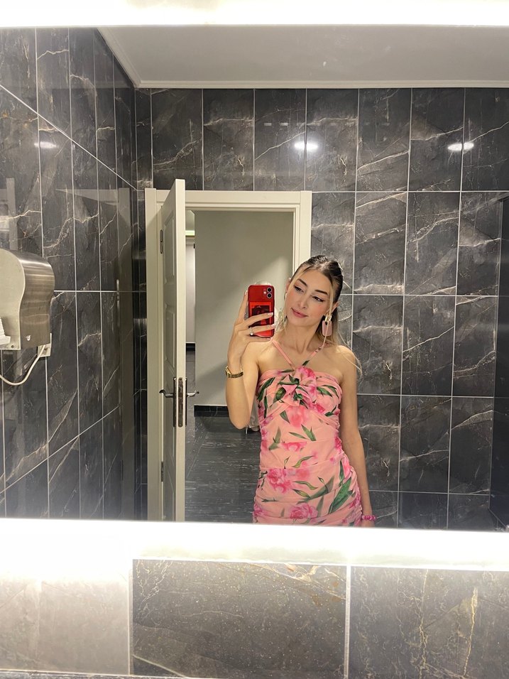 Pembe Straplez Mini Elbise - Görsel 4