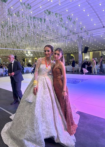 Parlak pul payetli Kahverengi Uzun Abiye - Görsel 3