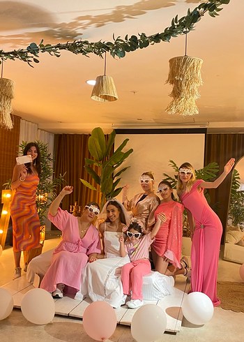 Pembe Drapeli Uzun Abiye Elbise - Görsel 2